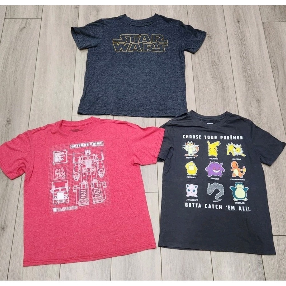 3 Kids Graphic Tee Star Wars Transformers Optimus Prime Pokémon‎ Large (10/12)